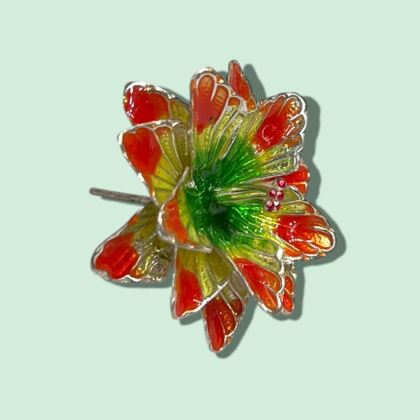 SILVER ENAMEL FLOWER