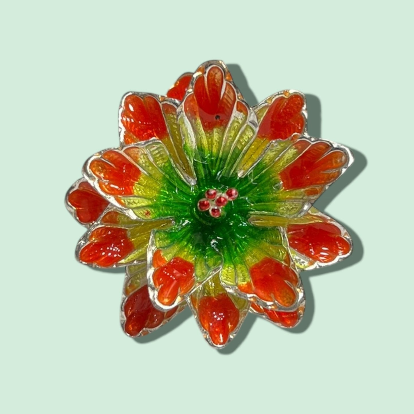 SILVER ENAMEL FLOWER