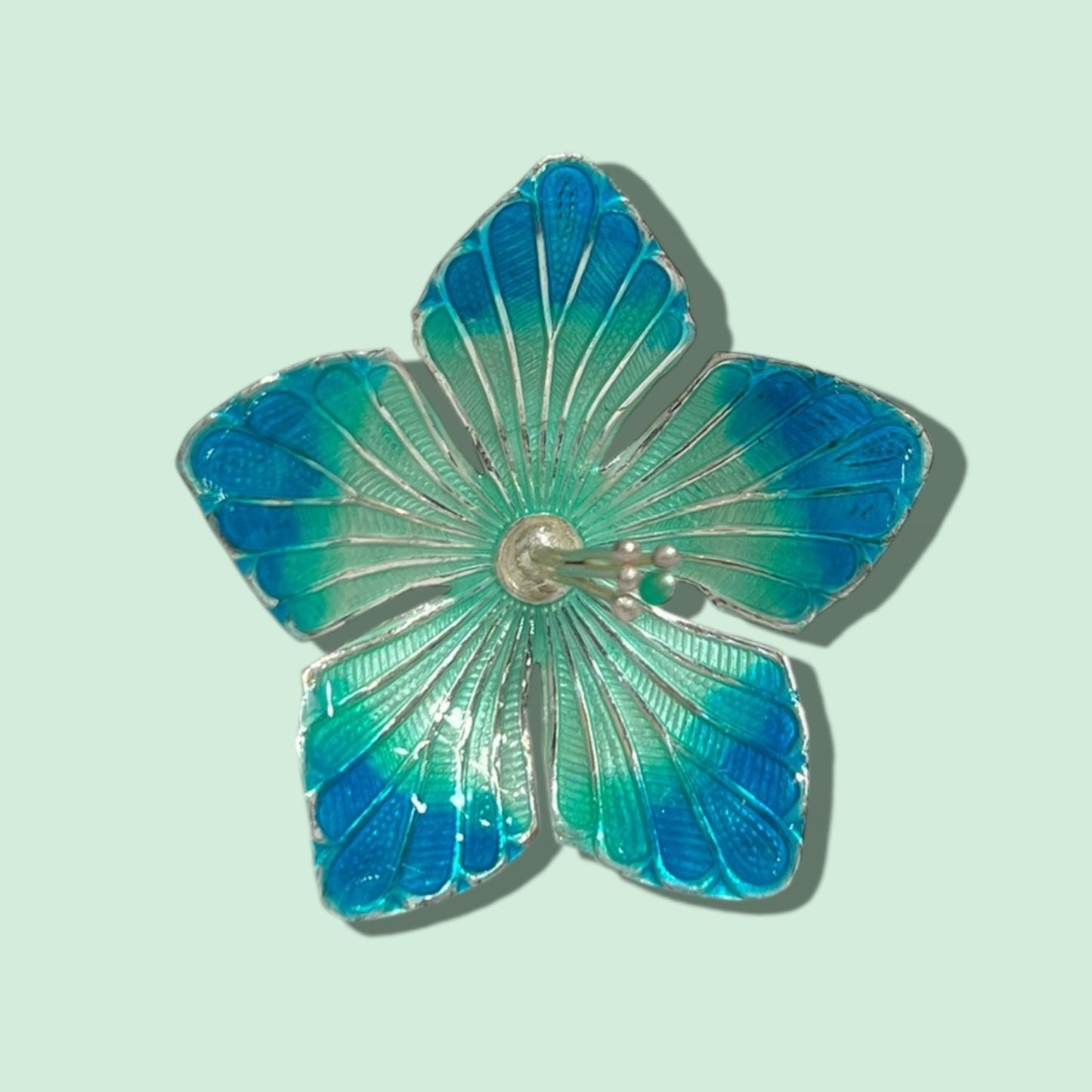 SILVER ENAMEL FLOWER