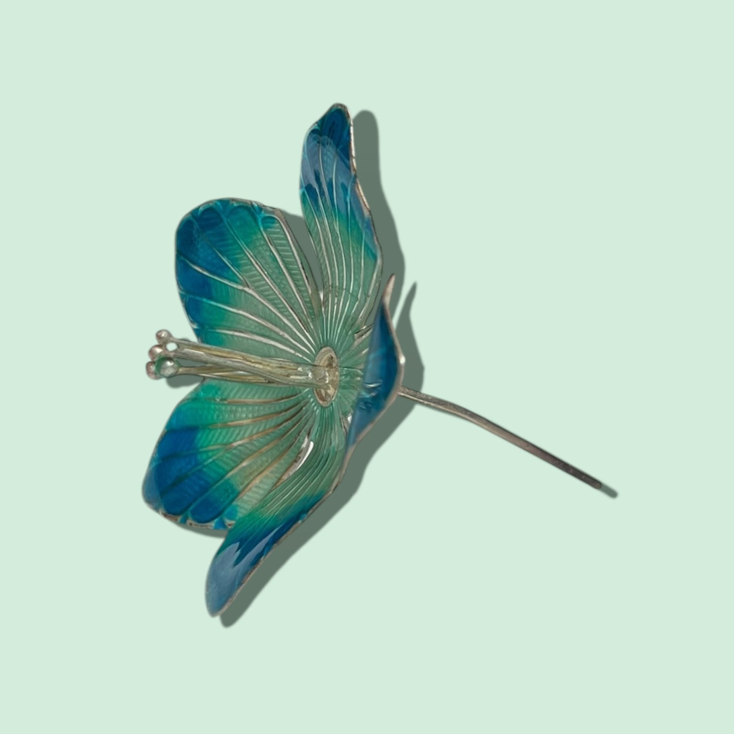 SILVER ENAMEL FLOWER