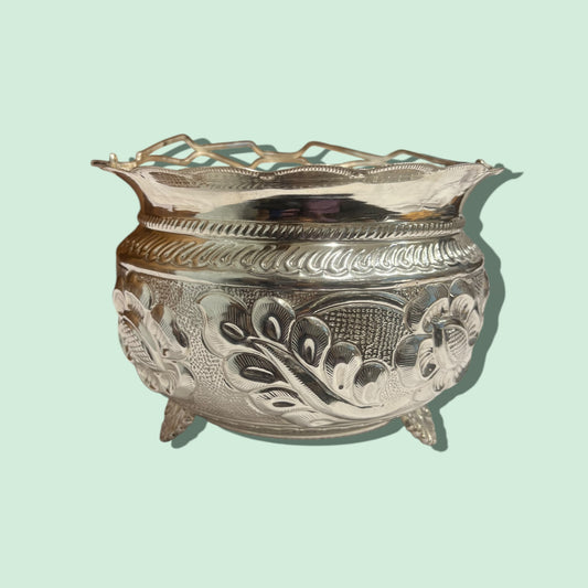 SILVER NAKSHI FLOWER BASKET