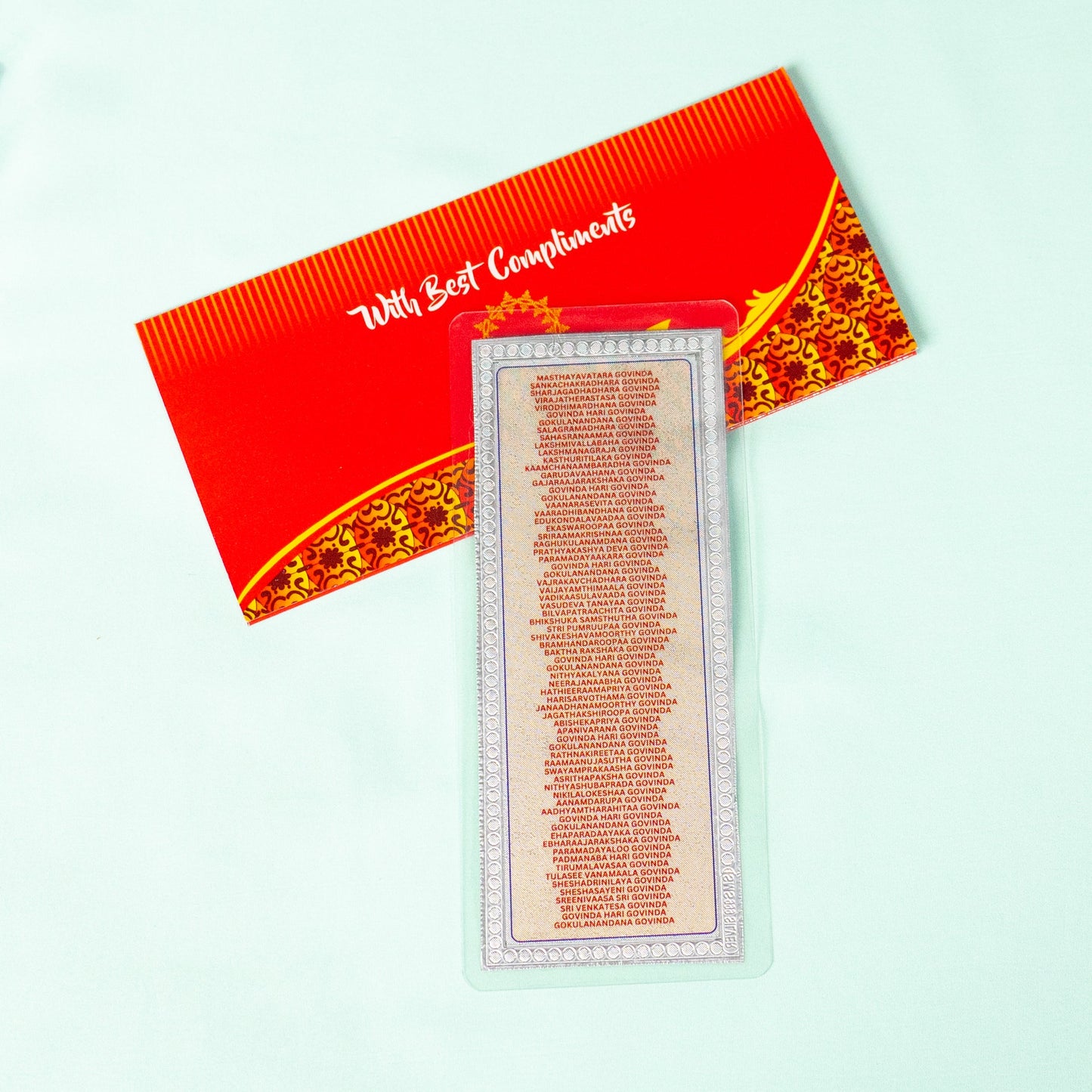 Silver Coated Govinda Namavali (English) Parayanam