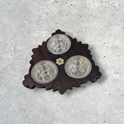 Silver Rosewood 3Bowls Stand