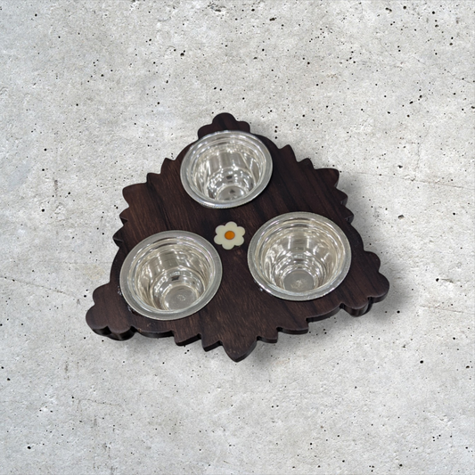 Silver Rosewood 3Bowls Stand