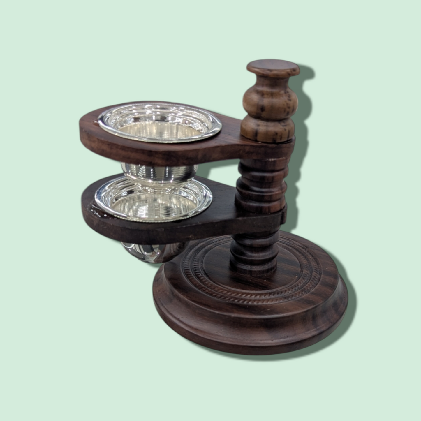 Silver Rosewood 2 Bowl Rotatory Stand