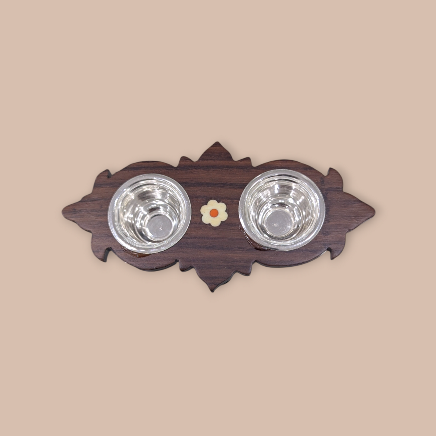 Silver Rosewood 2 Bowl Stand