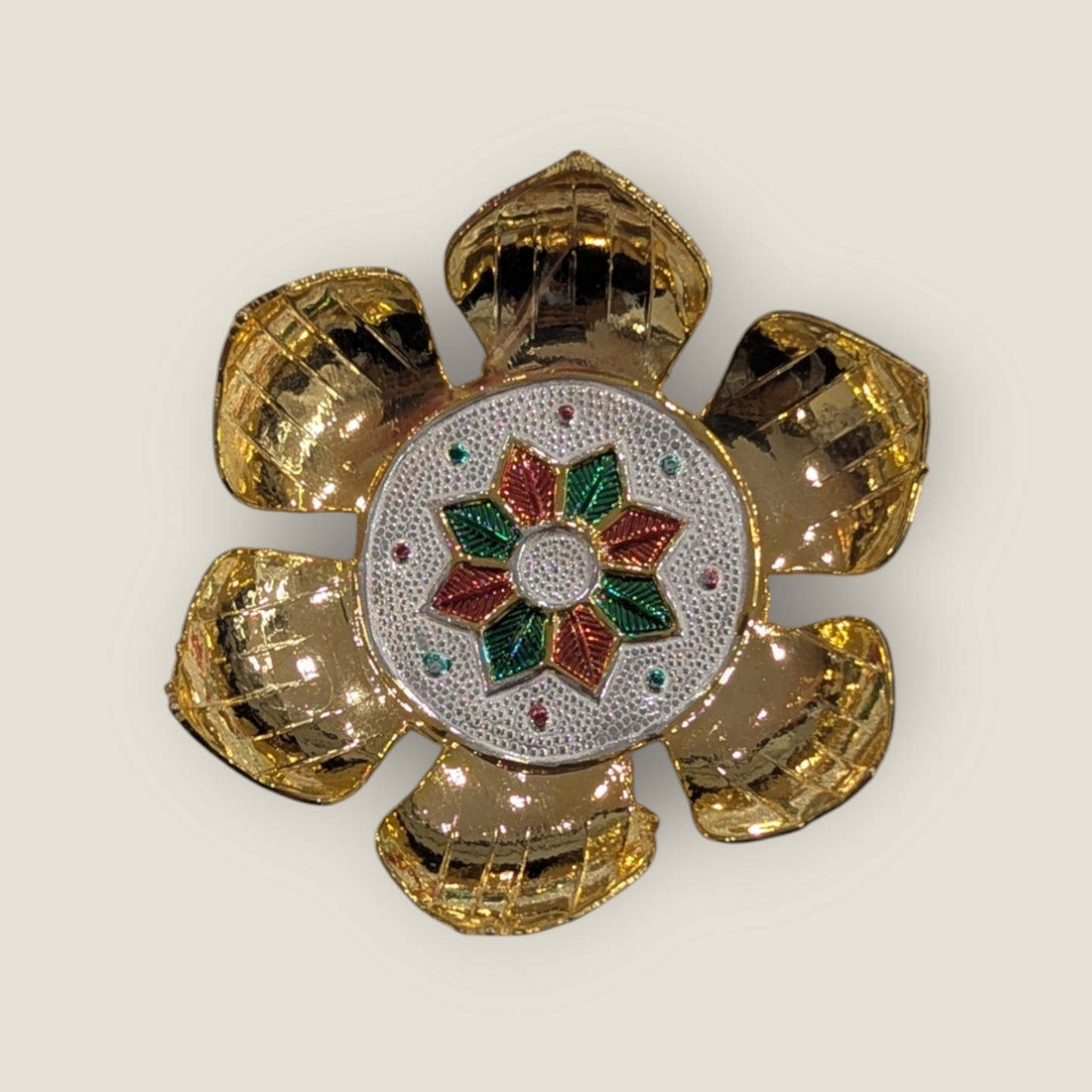 Silver Gold Polish Flower Simhasanam