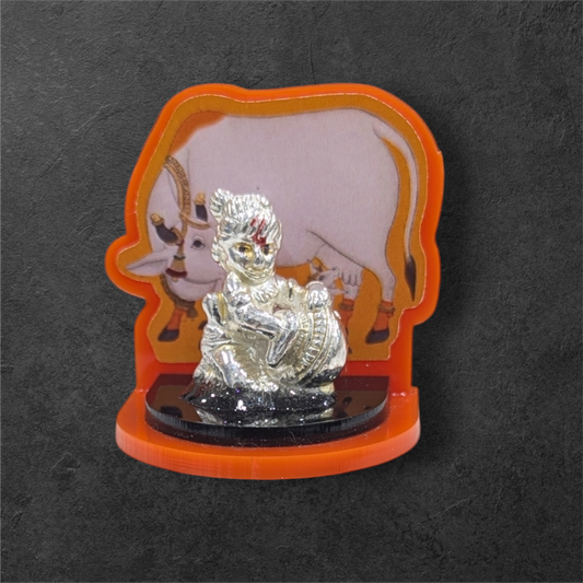 Silver  Krishna Cow Idol