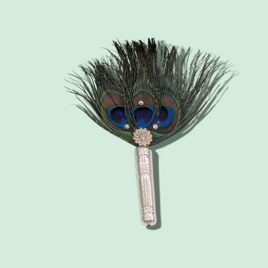 Silver Peacock Feather
