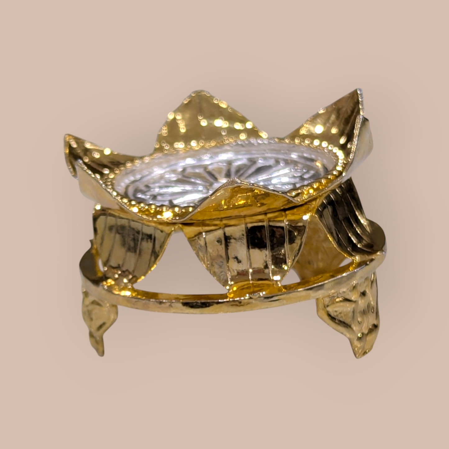 Silver Gold Polish Flower Simhasanam
