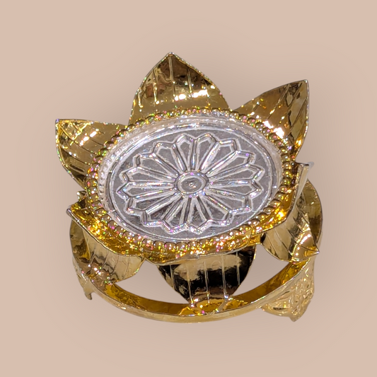 Silver Gold Polish Flower Simhasanam