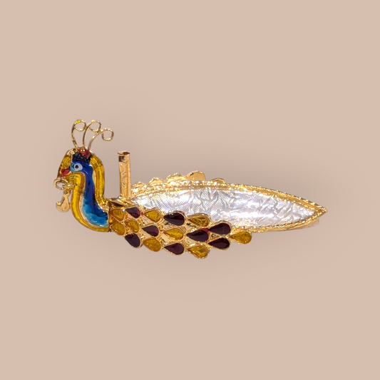 Gold Polish Silver Peacock Kaddi Stand