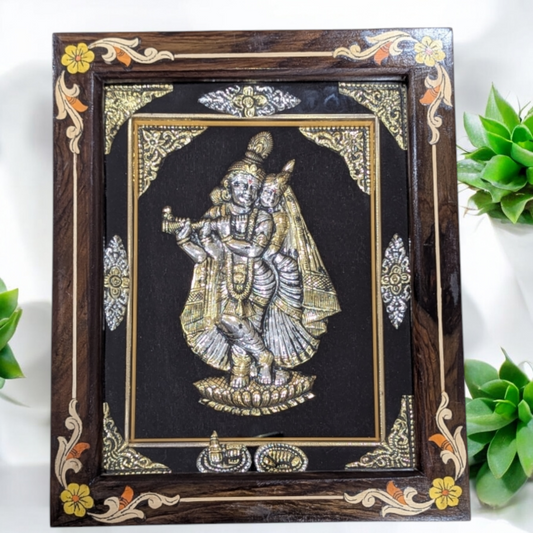 Silver Radhakrishna Rosewood Frame