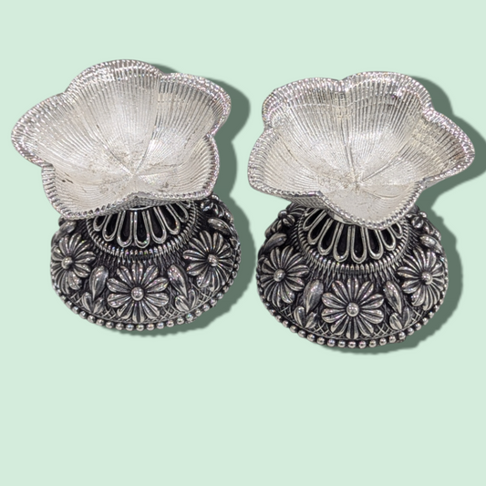92.5 Silver Antique 5 Star Diya