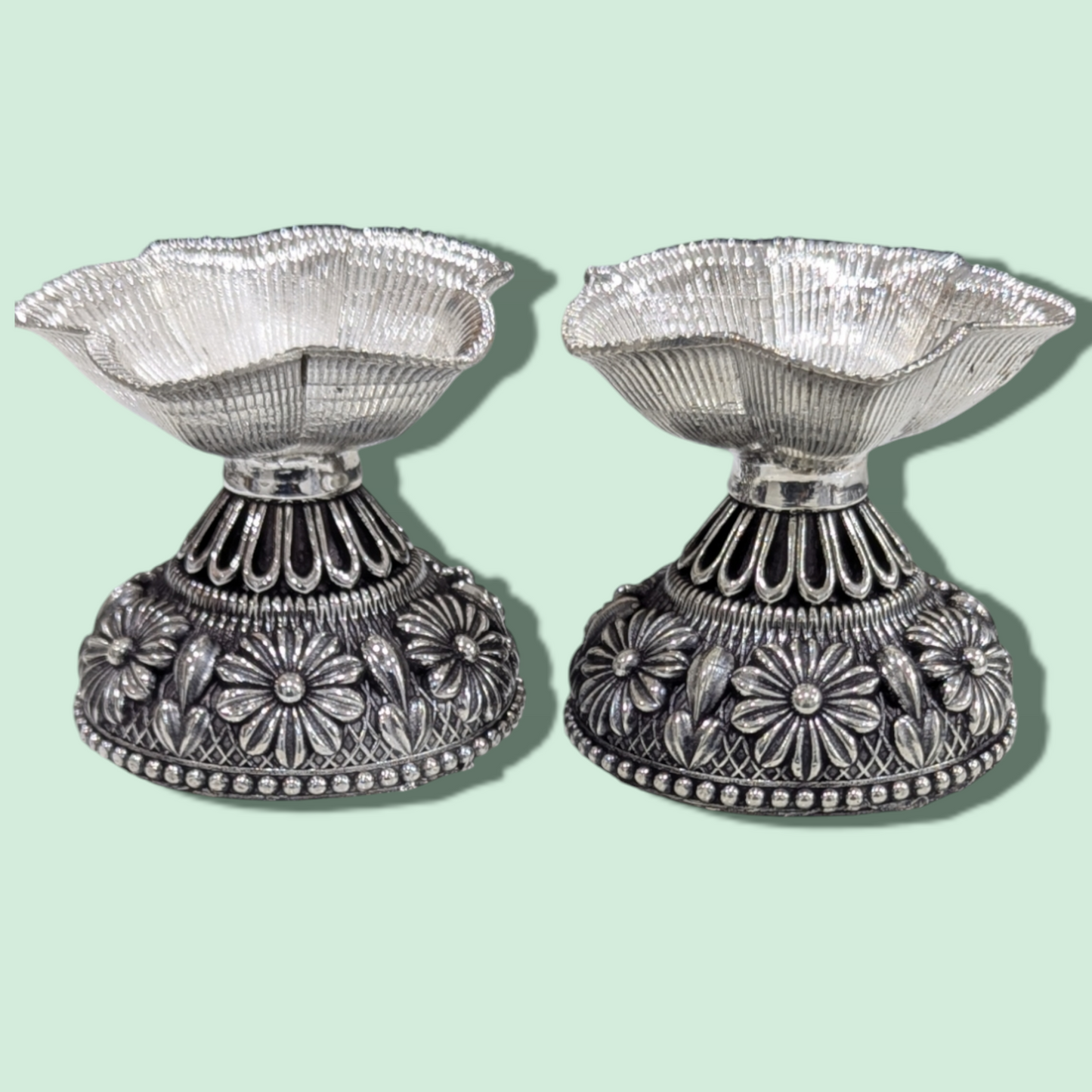 92.5 Silver Antique 5 Star Diya