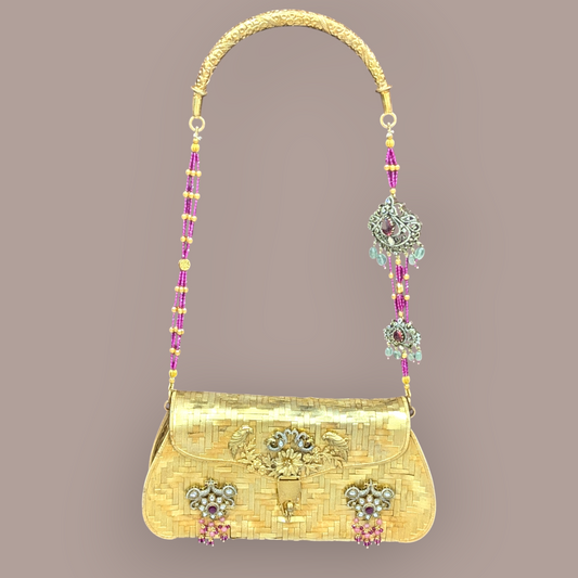 92.5 Silver Gold Polish Kundan Purse