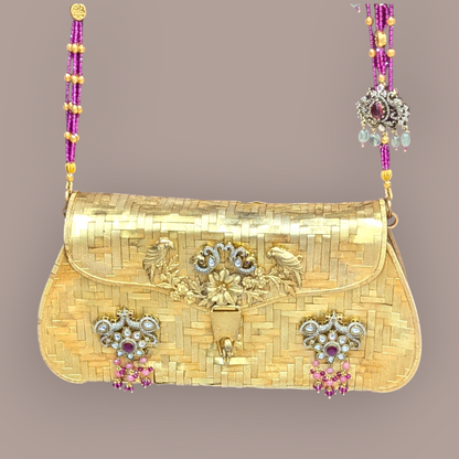 92.5 Silver Gold Polish Kundan Purse