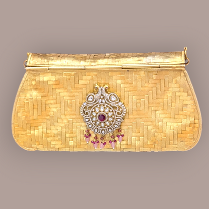 92.5 Silver Gold Polish Kundan Purse
