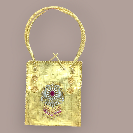 92.5 Silver Gold Polish Kundan Purse
