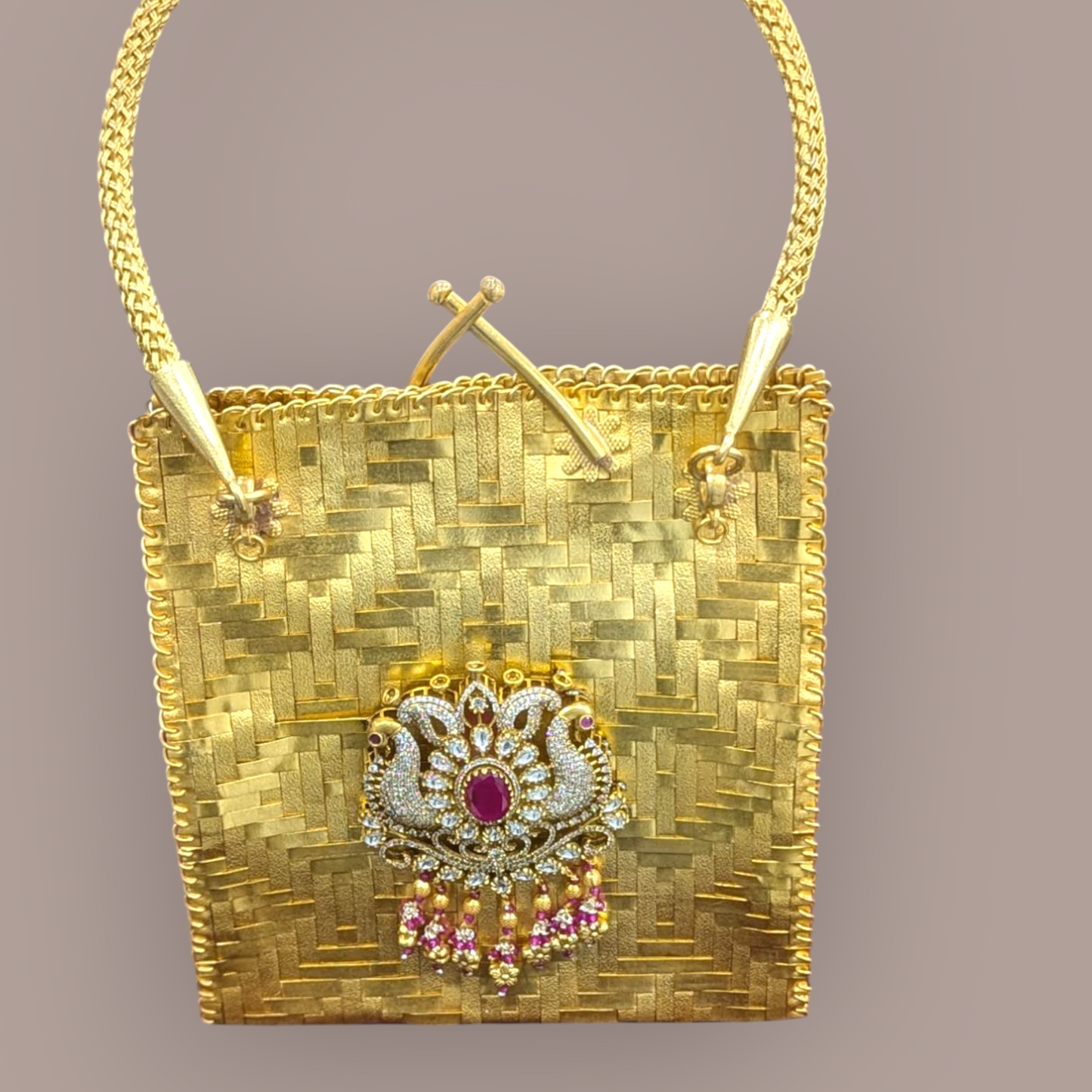 92.5 Silver Gold Polish Kundan Purse