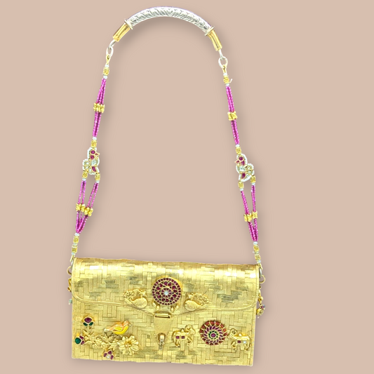 92.5 Silver Gold Polish Kundan Purse