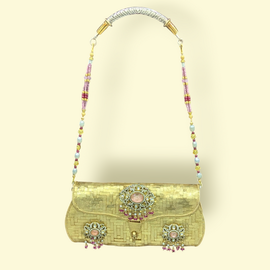 92.5 Silver Gold Polish Kundan Purse