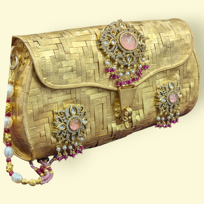 92.5 Silver Gold Polish Kundan Purse