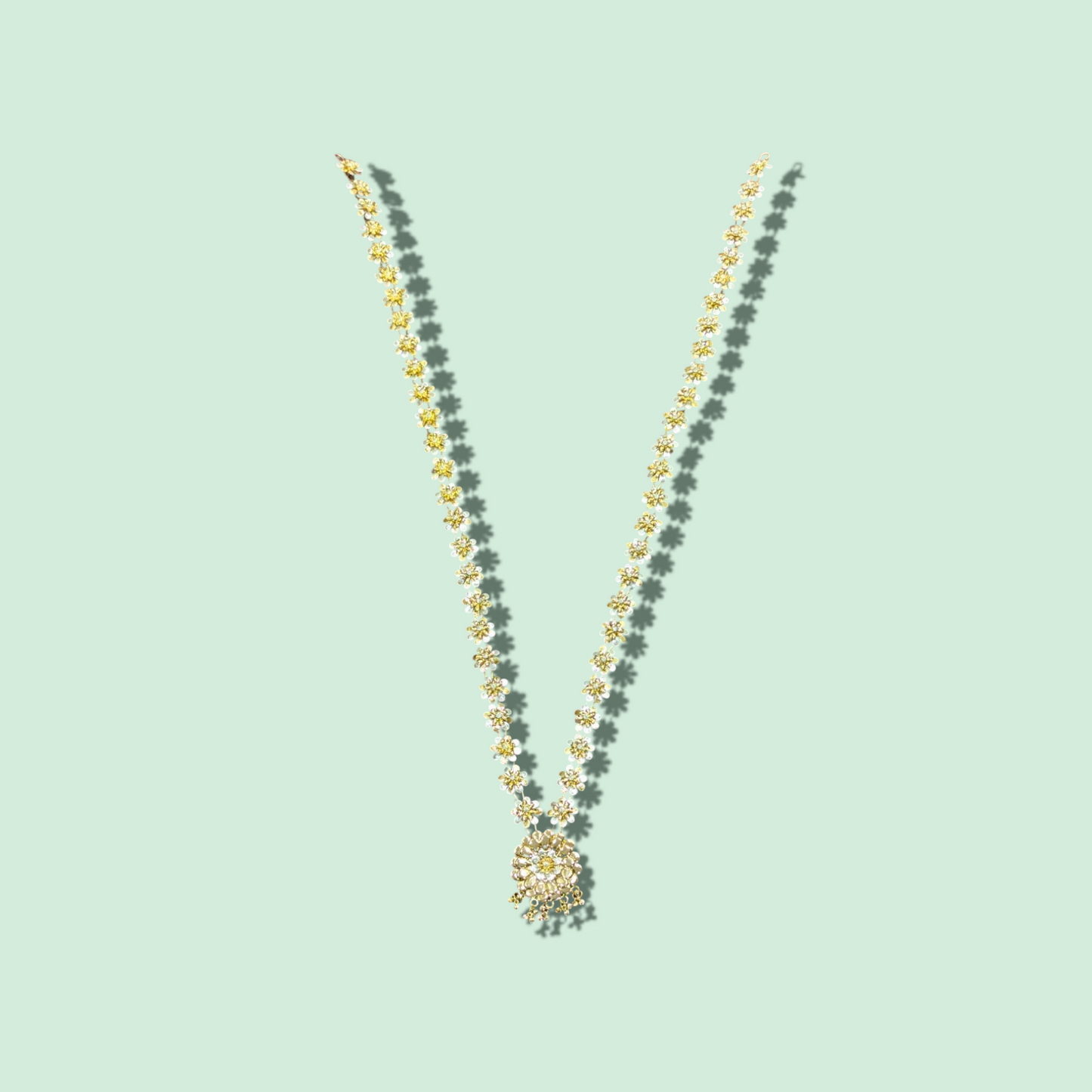 SILVER FLOWER MALA