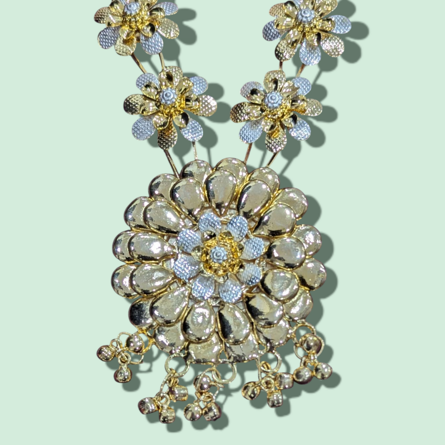 SILVER FLOWER MALA