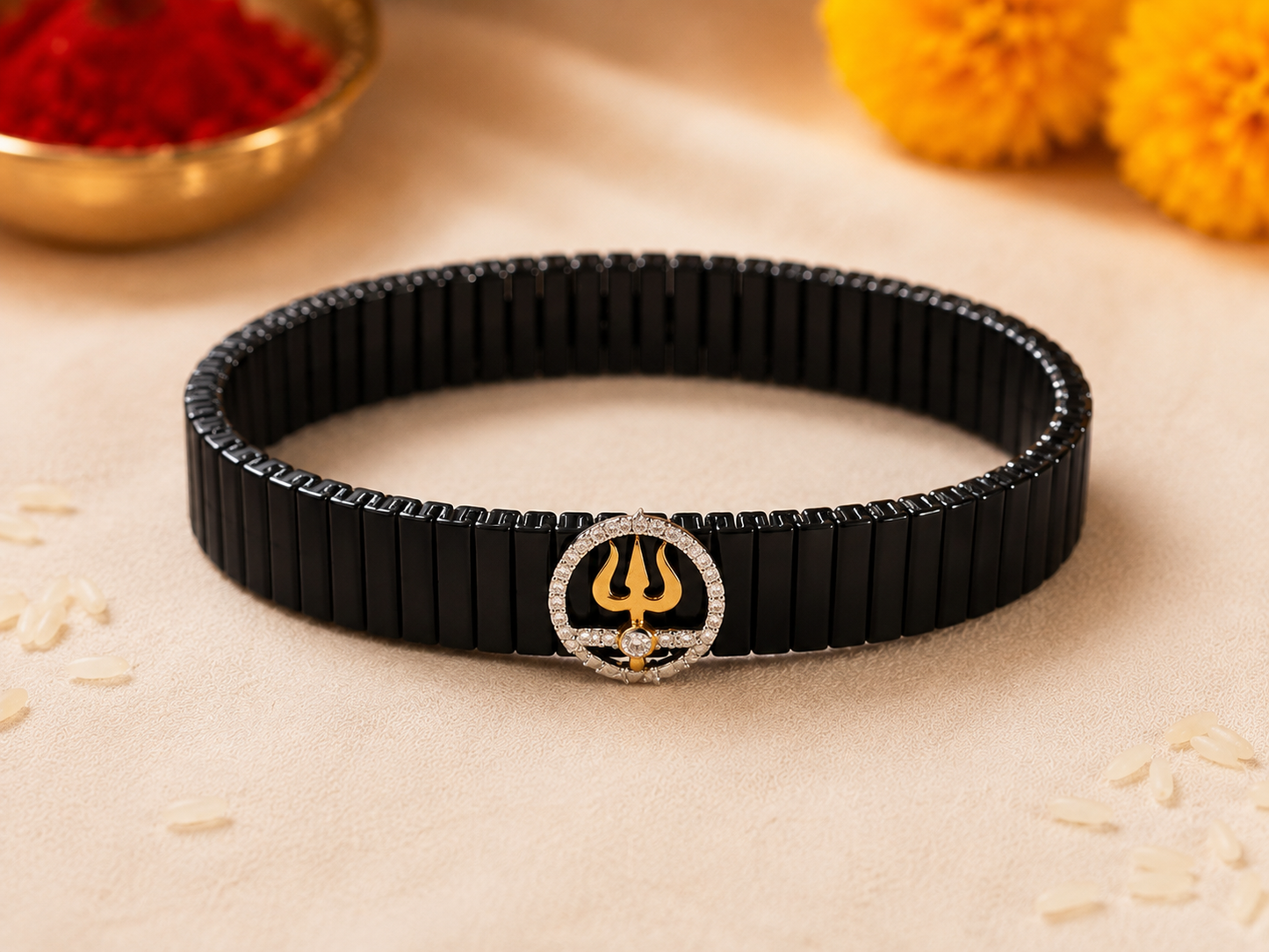 Silver Trishul Rakhi- Imported Belt