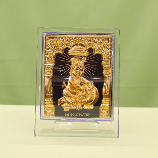 Gold Coated Laddu Krishna  Frame (No 2) Square