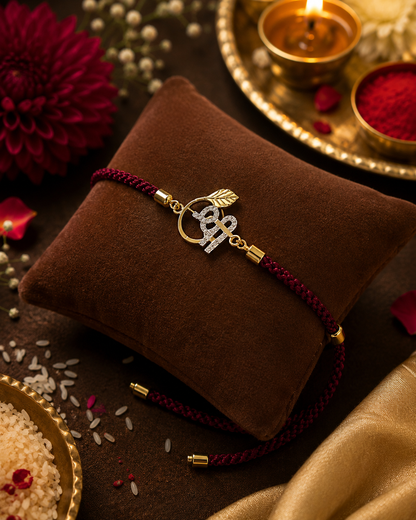 Silver Shree Rakhi -Adjustable thread